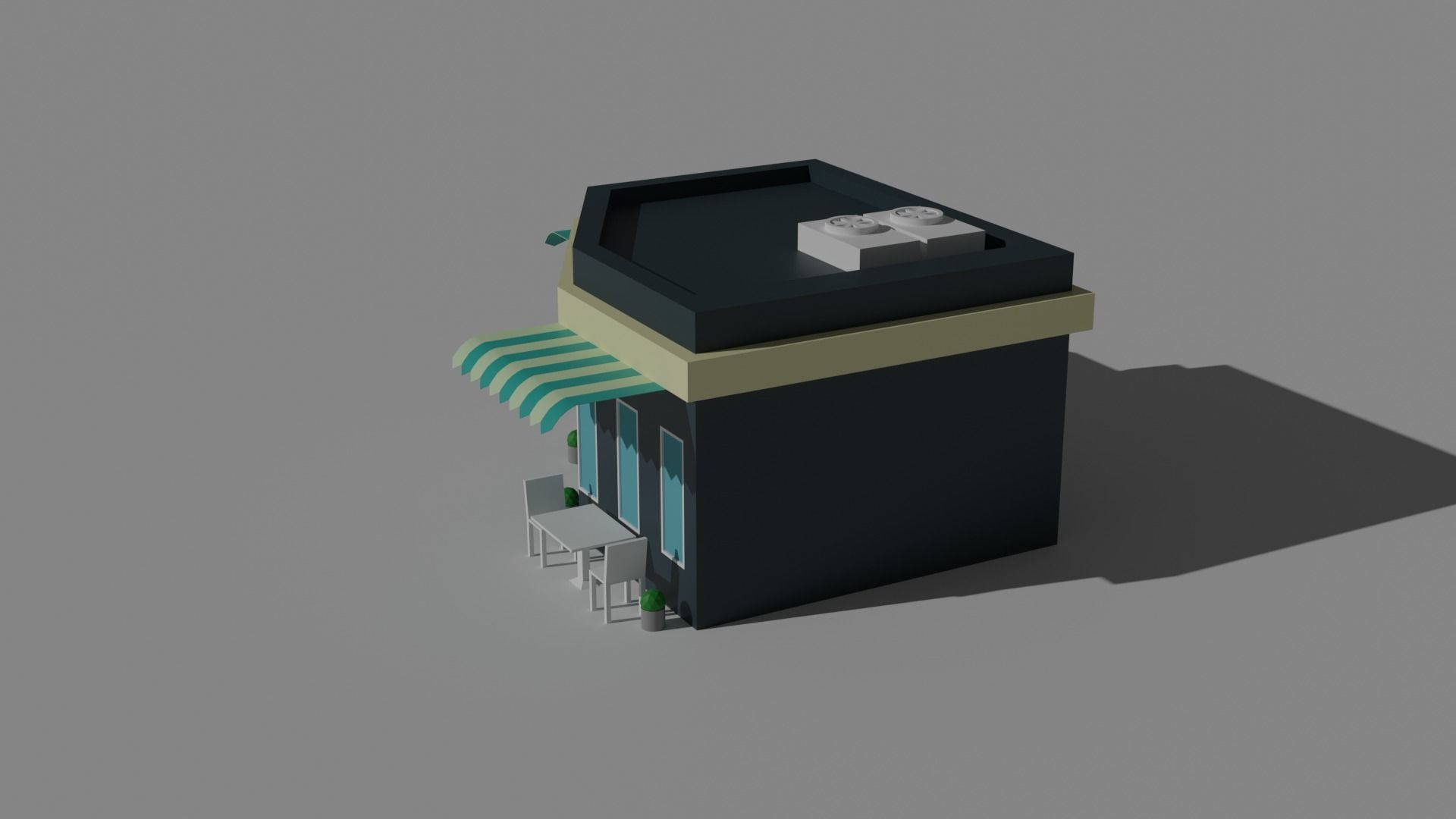 Low Poly  Building and Shop Set Low-poly 3D model_7