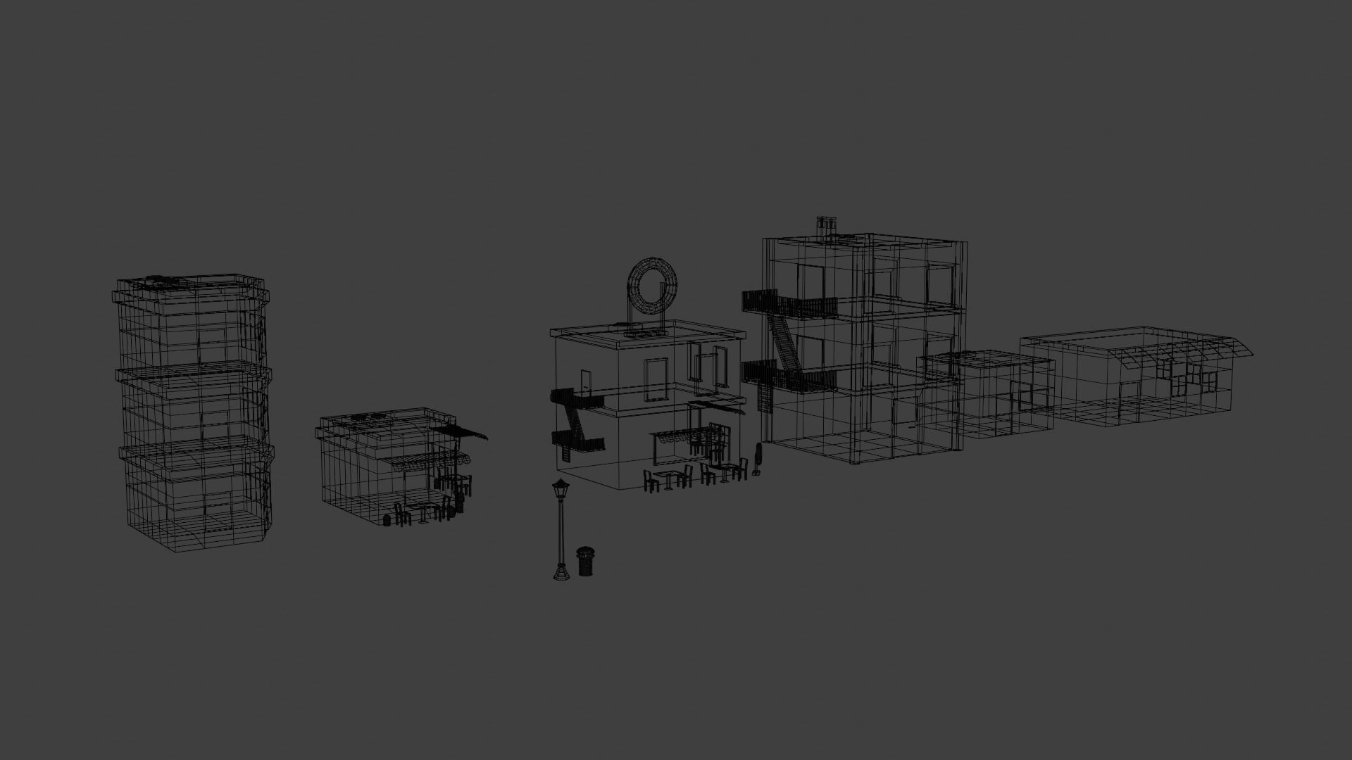 Low Poly  Building and Shop Set Low-poly 3D model_18