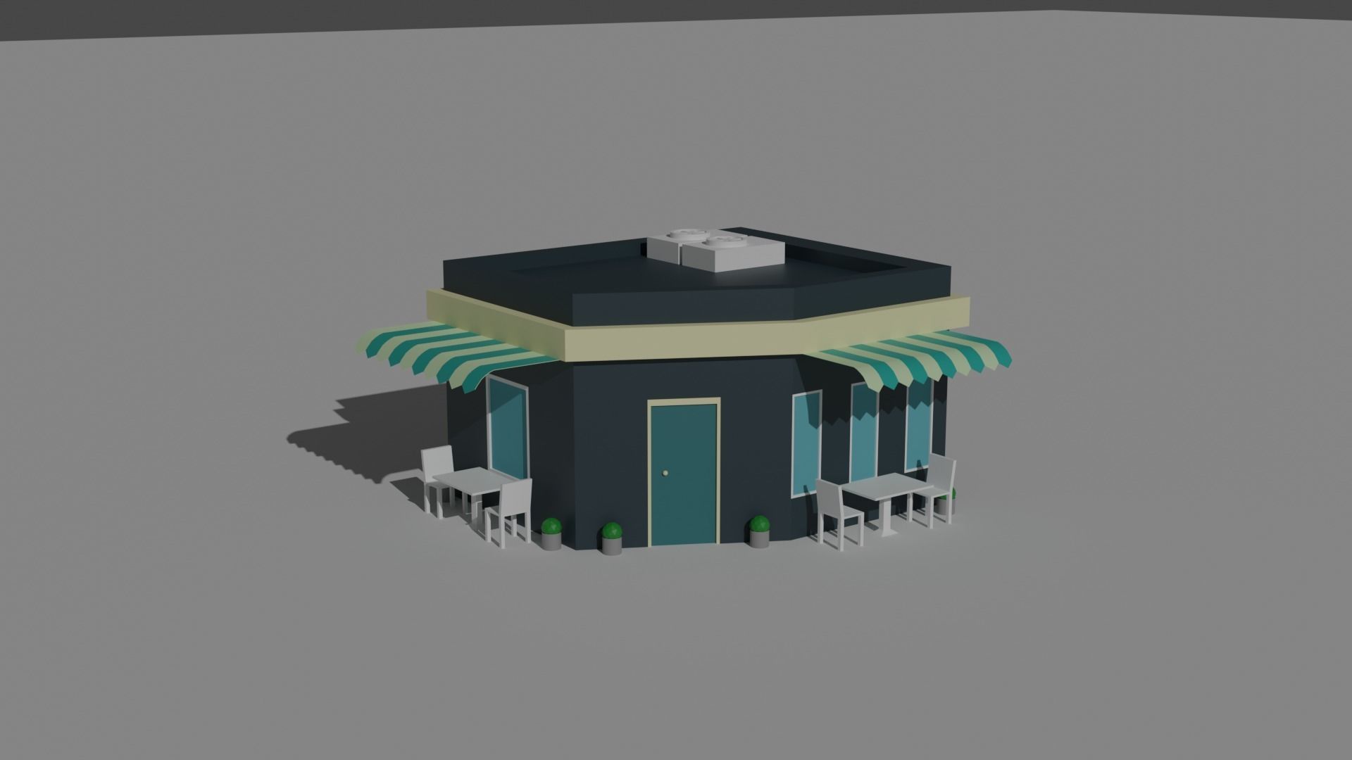 Low Poly  Building and Shop Set Low-poly 3D model_6