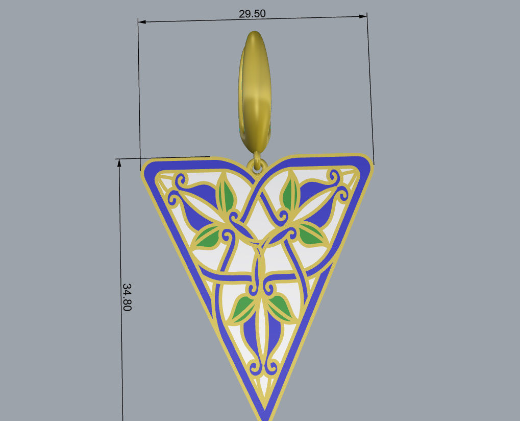 Triangular Earrings with Ornaments 3D print model_13