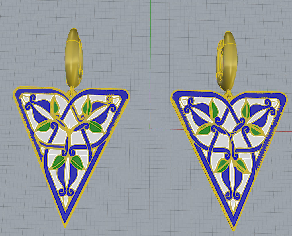 Triangular Earrings with Ornaments 3D print model_11