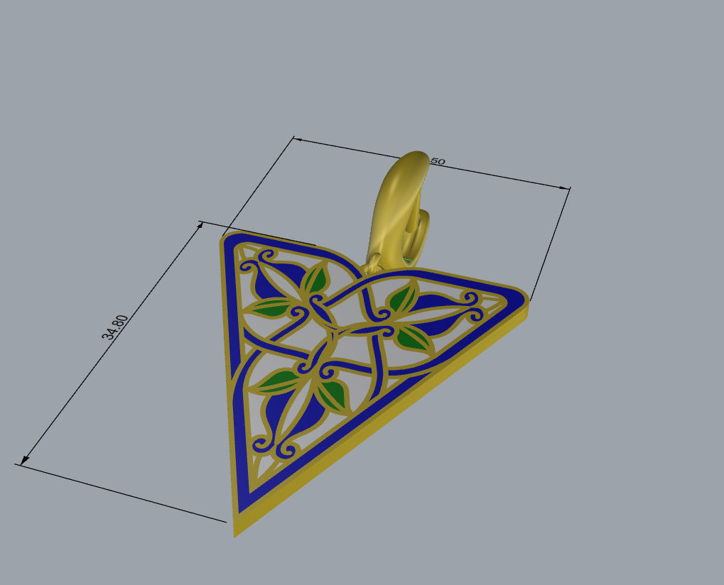 Triangular Earrings with Ornaments 3D print model_15