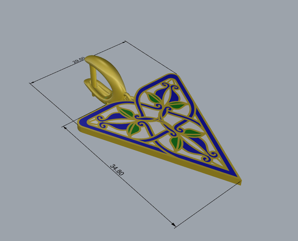 Triangular Earrings with Ornaments 3D print model_14