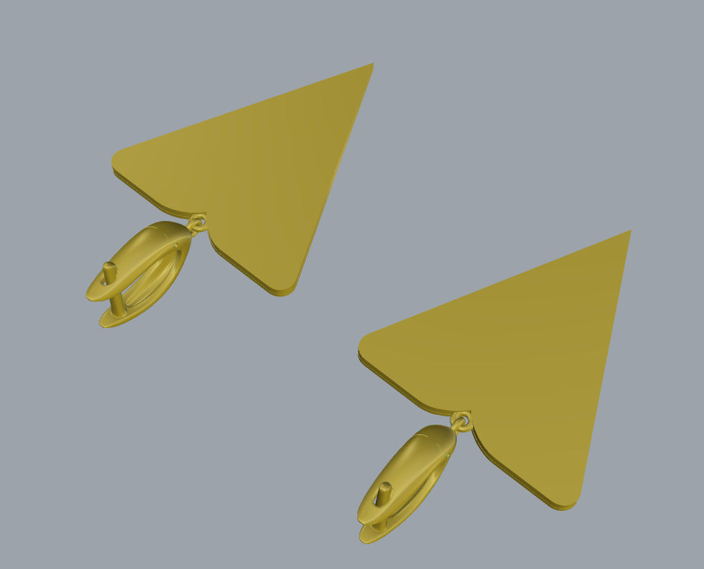Triangular Earrings with Ornaments 3D print model_9