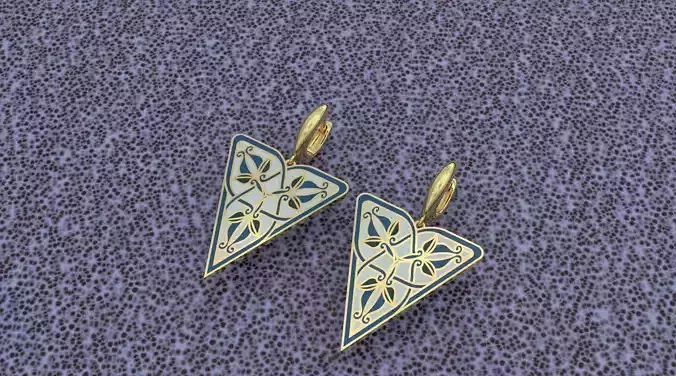 Triangular Earrings with Ornaments