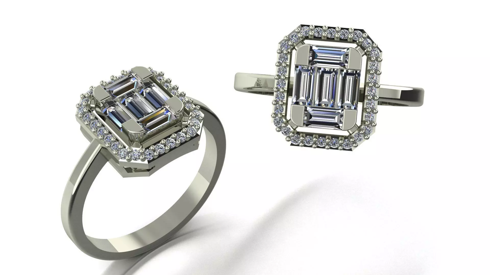 Bagets engagement ring with two baguette cut diamonds 3D print model_0