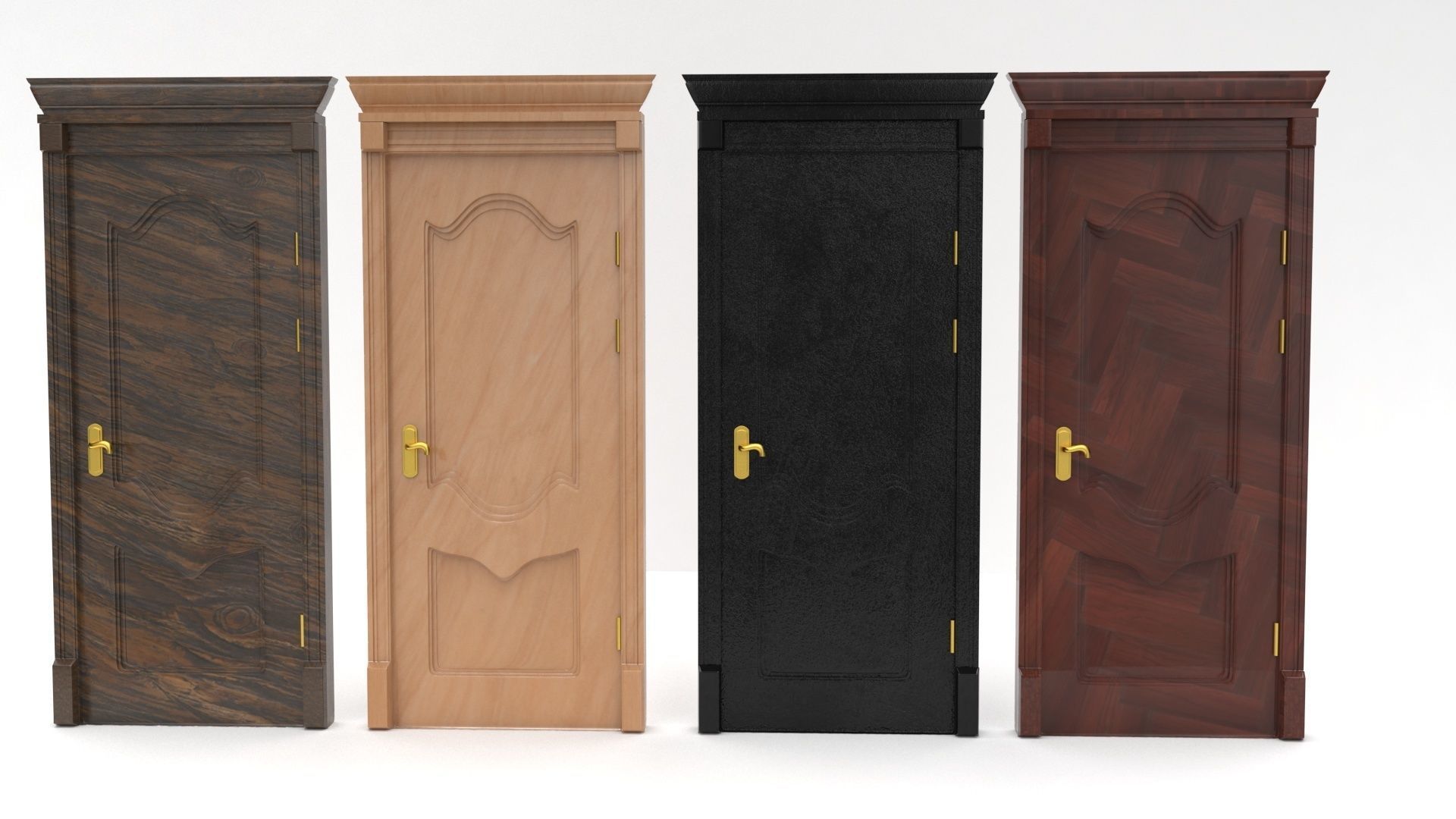 interior door set 3d models Low-poly 3D model_11