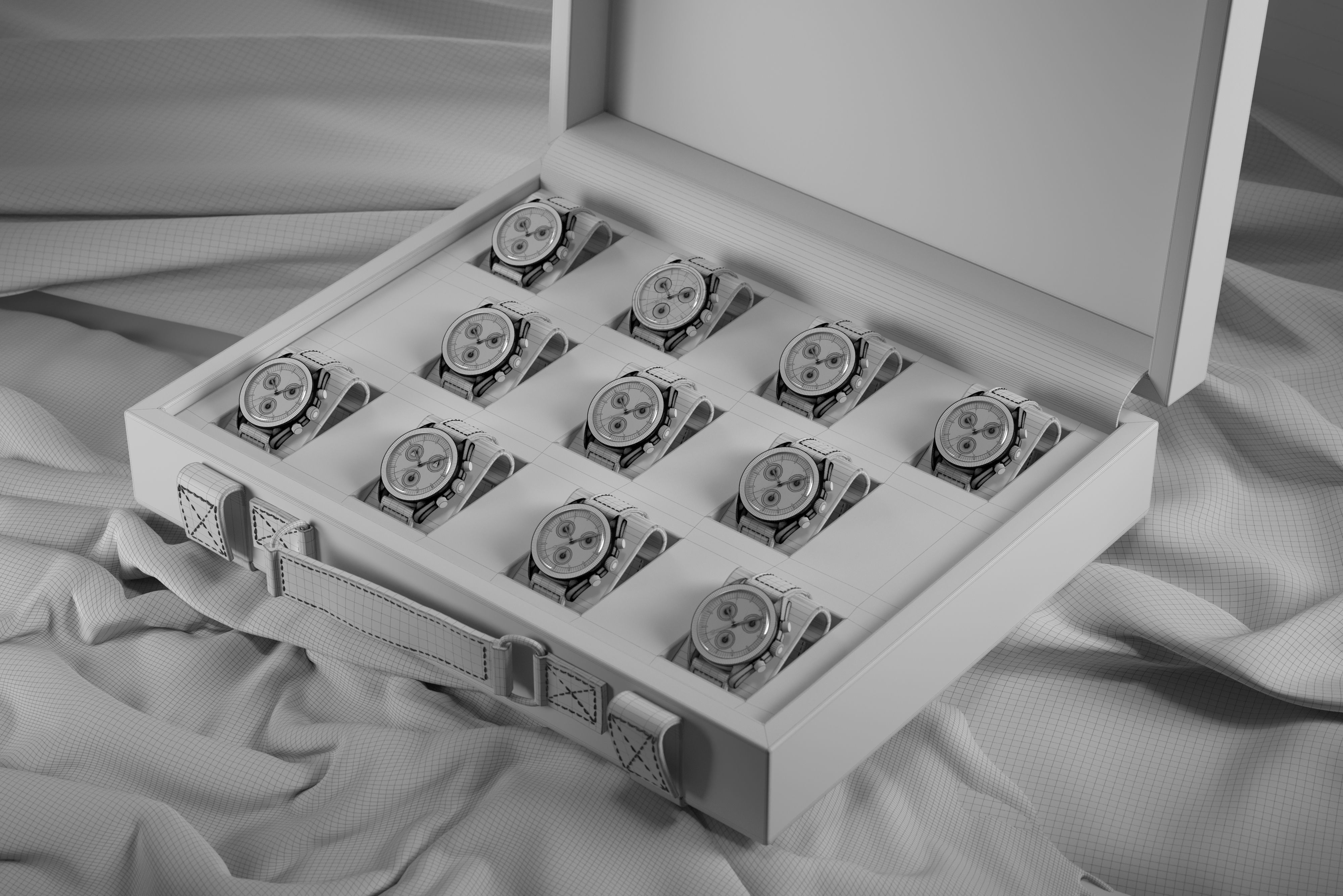 Swatch X Omega MoonSwatch Full collection Briefcase Low-poly 3D model_9