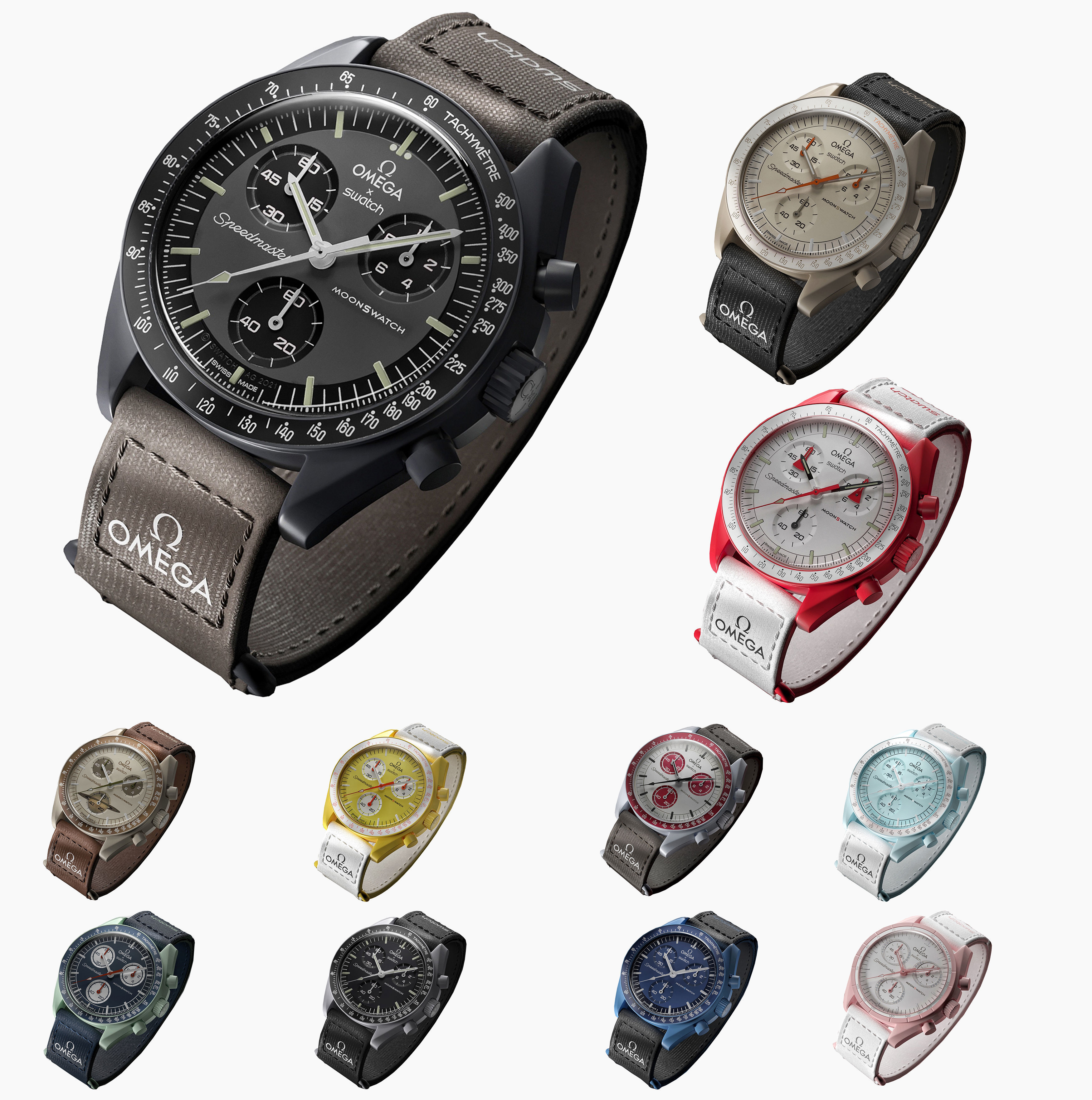 Swatch X Omega MoonSwatch Full collection Briefcase Low-poly 3D model_1