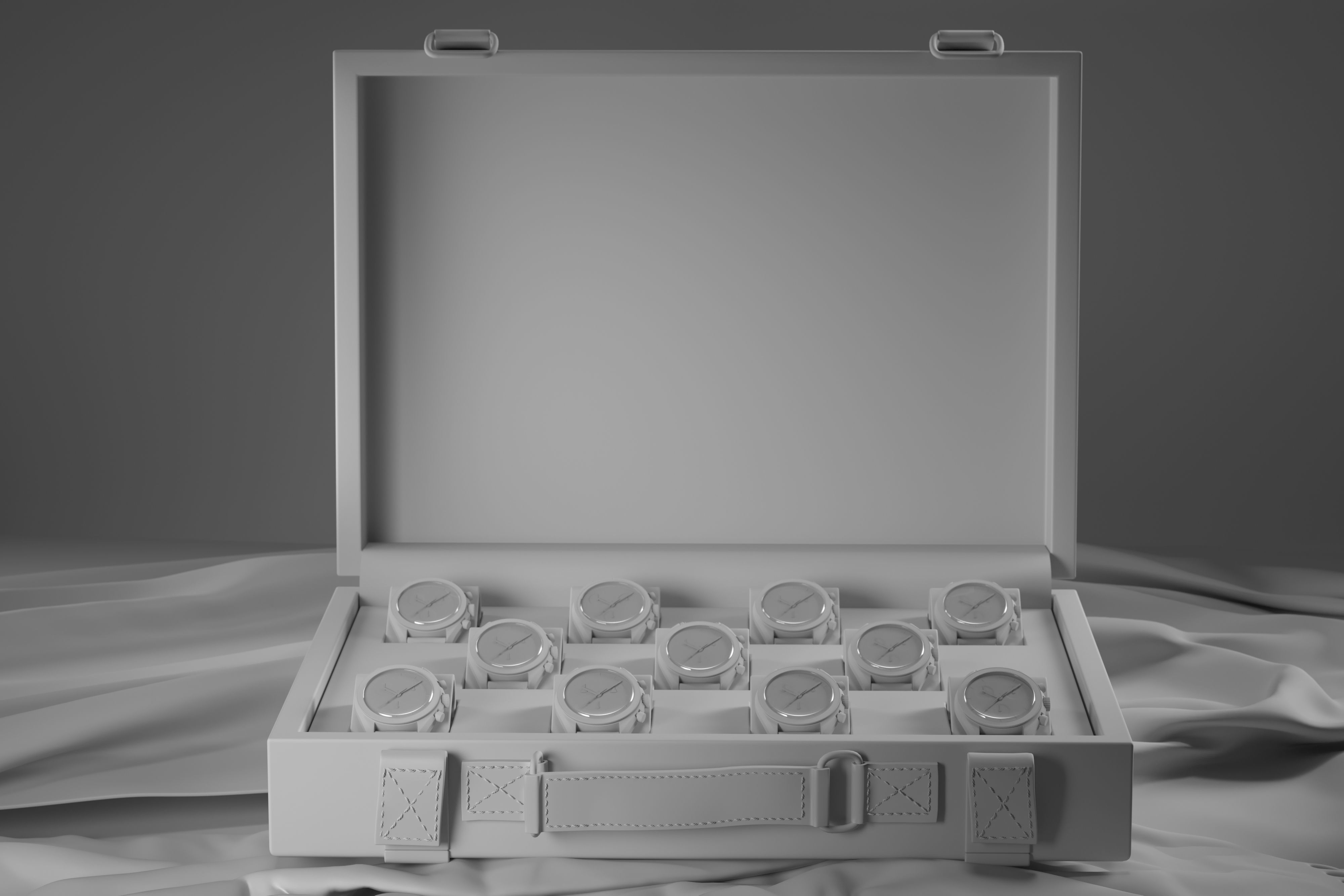 Swatch X Omega MoonSwatch Full collection Briefcase Low-poly 3D model_11