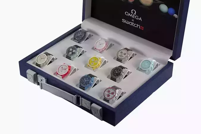 Swatch X Omega MoonSwatch Full collection Briefcase Low-poly 3D model