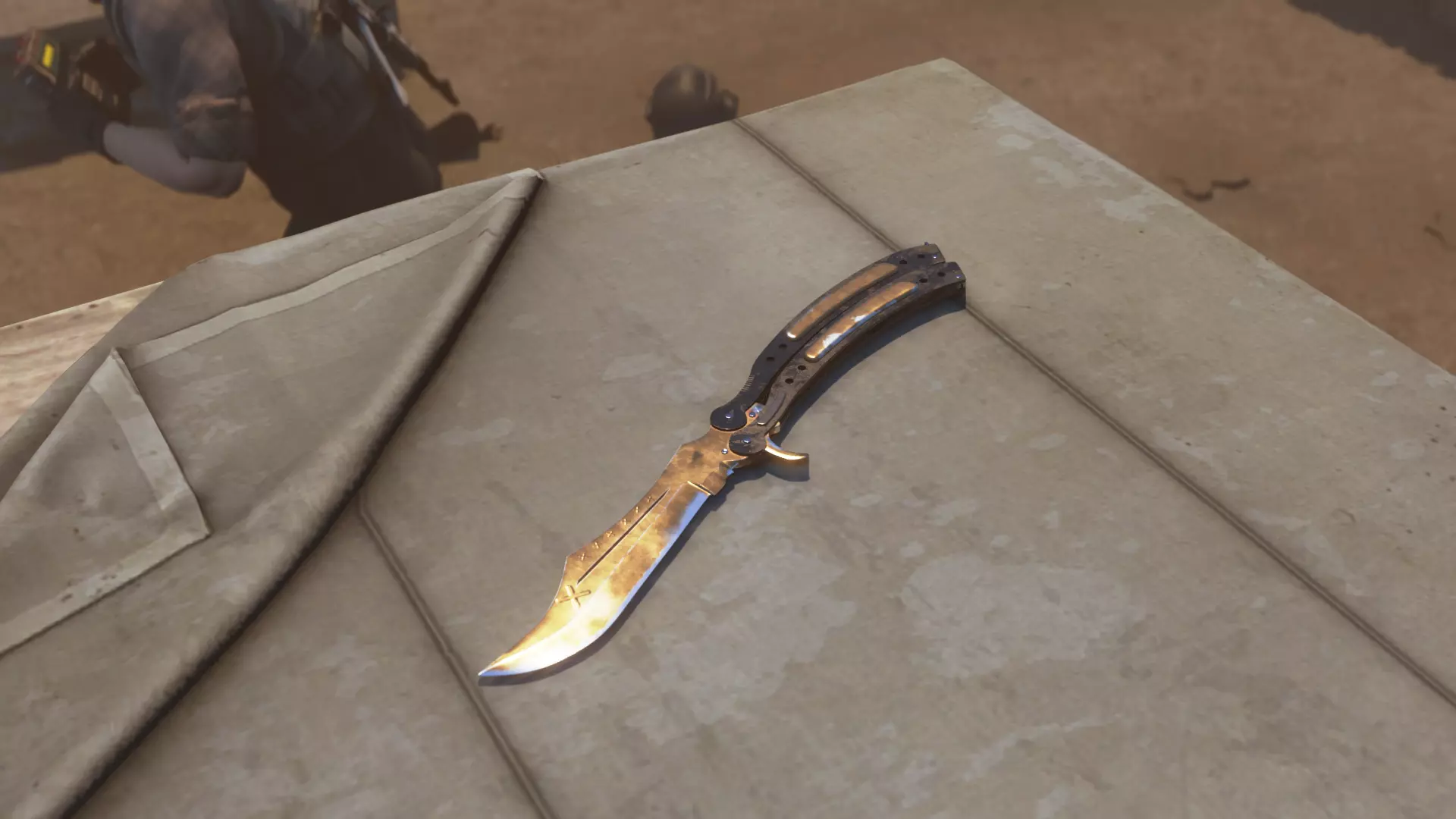 Butterfly knife CSGO desert life Low-poly 3D model