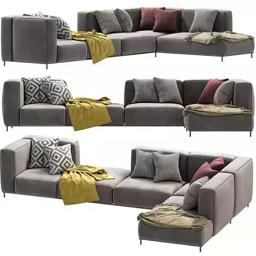Sectional-Modular-Sofa sectional sofa with pillows and blankets