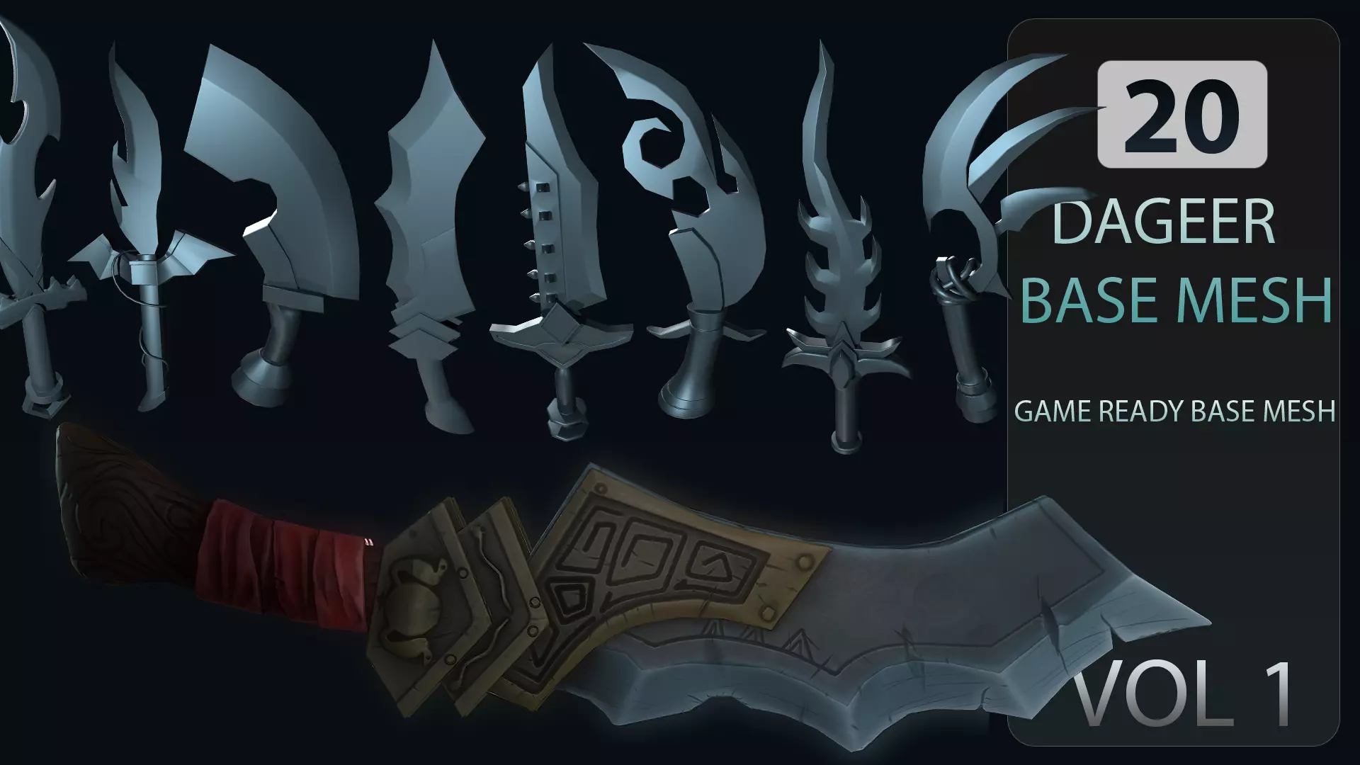 20 DAGGER BASE MESH-VOL01 Low-poly 3D model_0