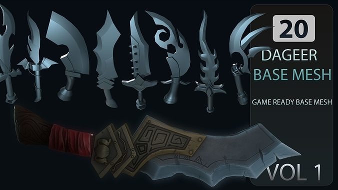 3D model 20 DAGGER BASE MESH-VOL01 VR / AR / low-poly | CGTrader