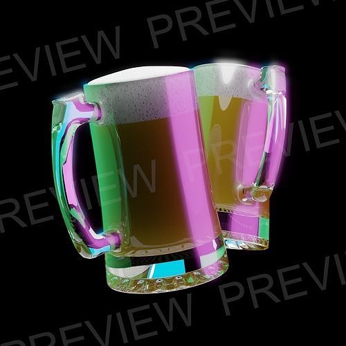 Animated HD Beer Icon Low-poly 3D model
