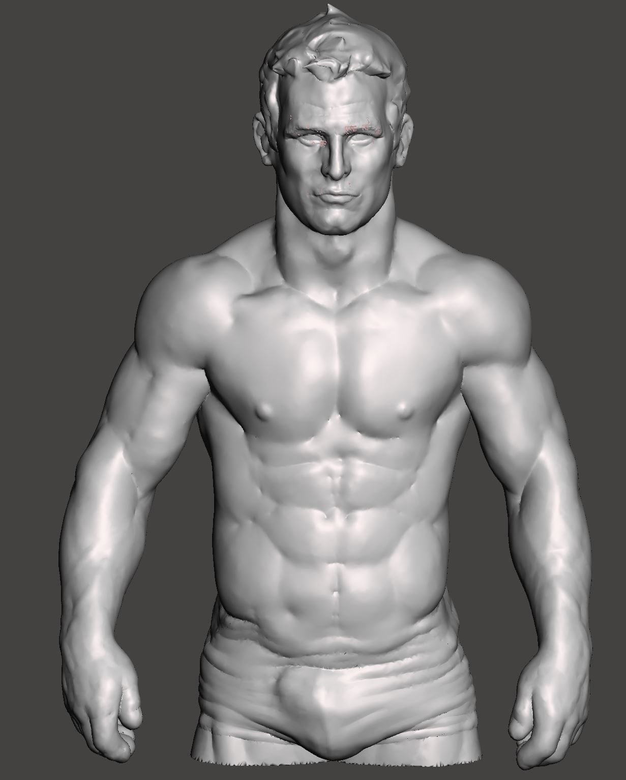 A muscular bust sculpture of Paul Newman  3D print model_1