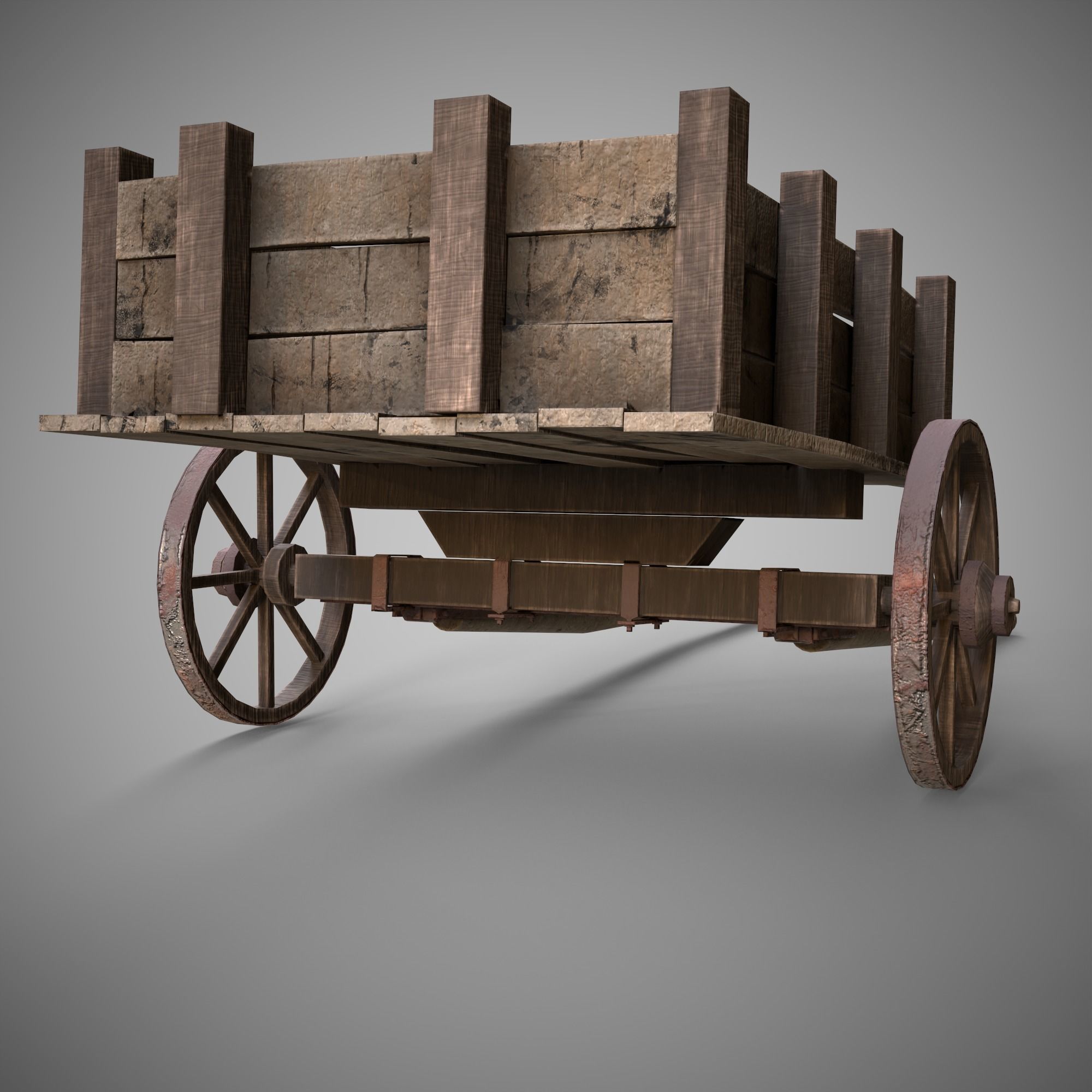 Low-poly 3D model of cart Low-poly 3D model_5