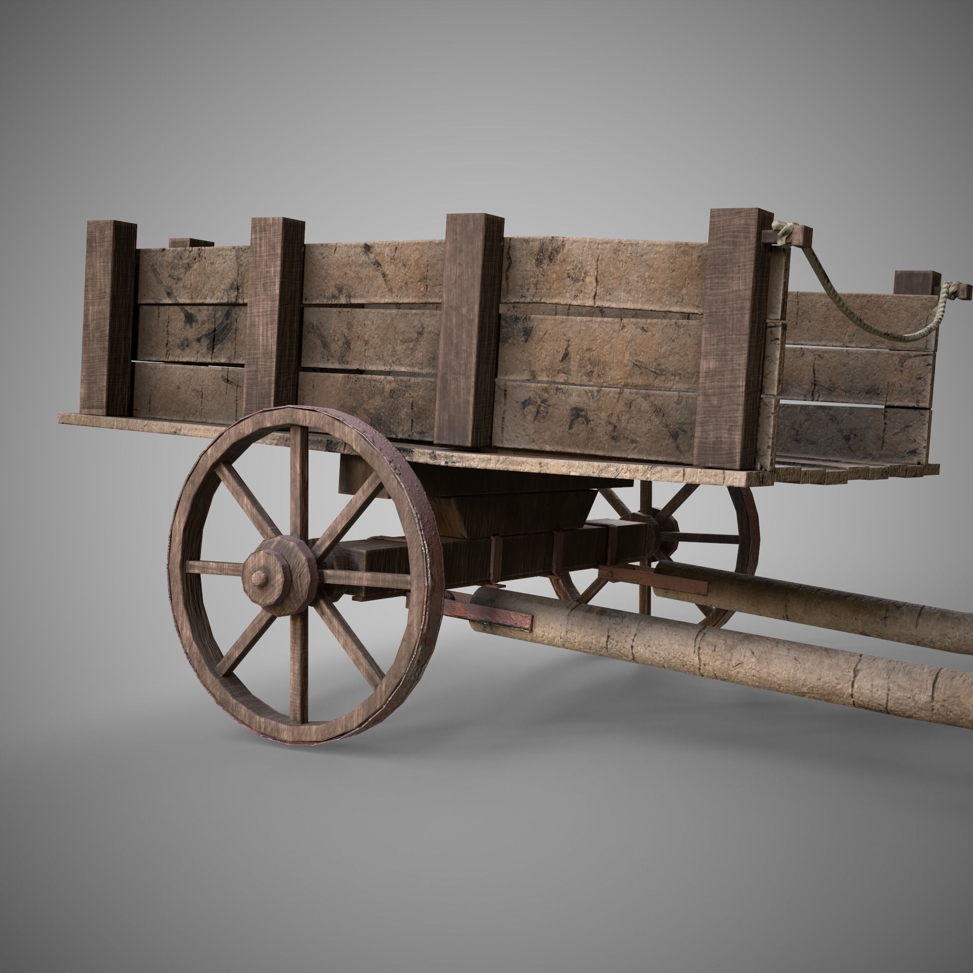 Low-poly 3D model of cart Low-poly 3D model_6
