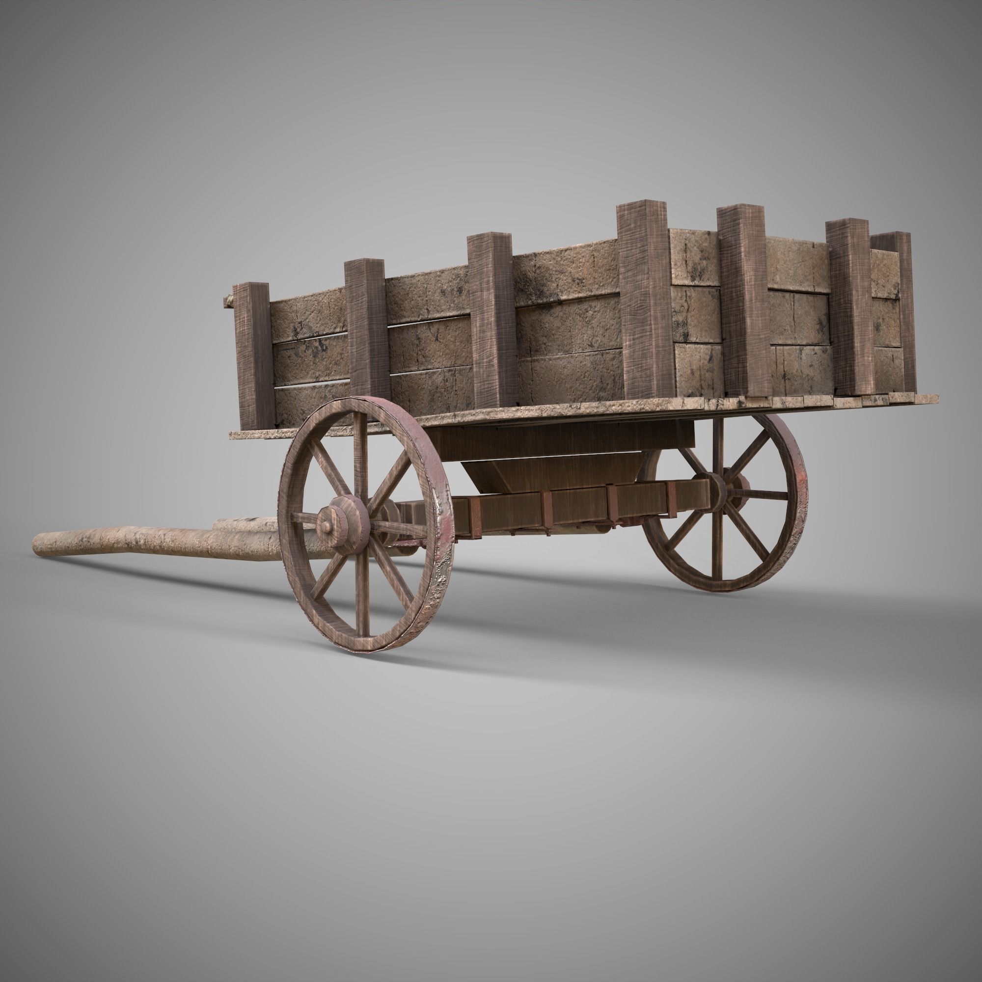 Low-poly 3D model of cart Low-poly 3D model_3