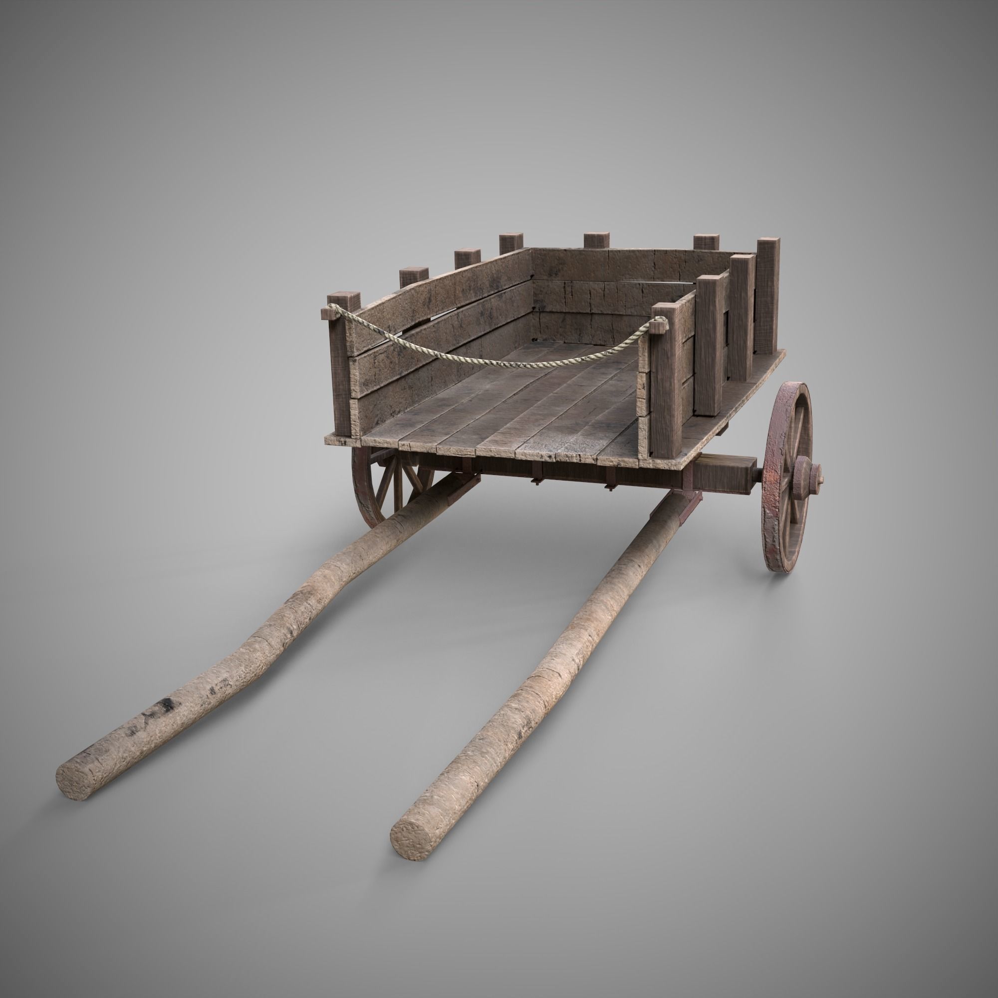 Low-poly 3D model of cart Low-poly 3D model_1