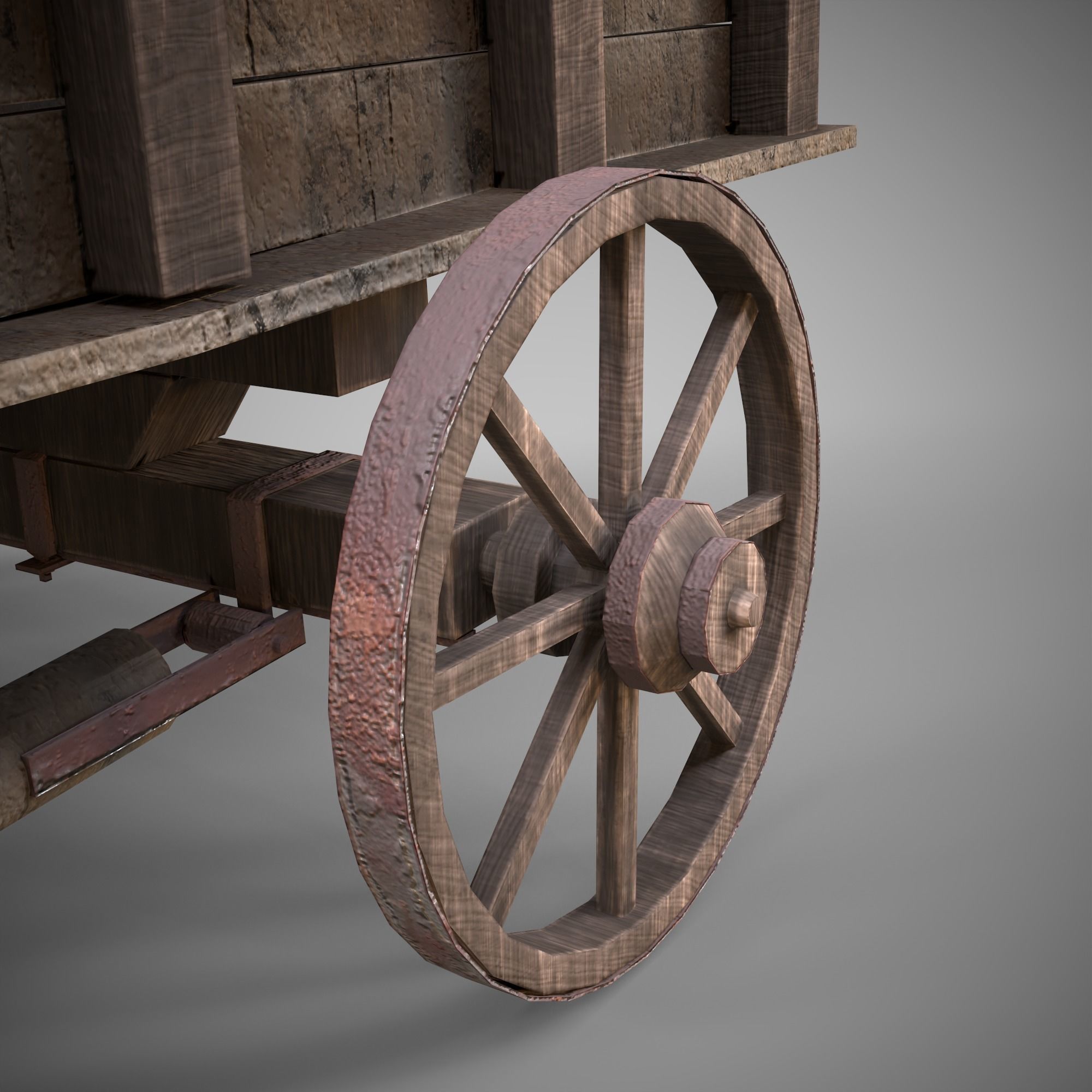 Low-poly 3D model of cart Low-poly 3D model_9