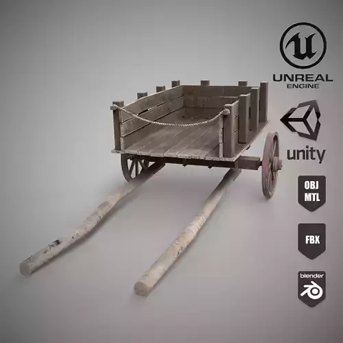 Low-poly 3D model of cart