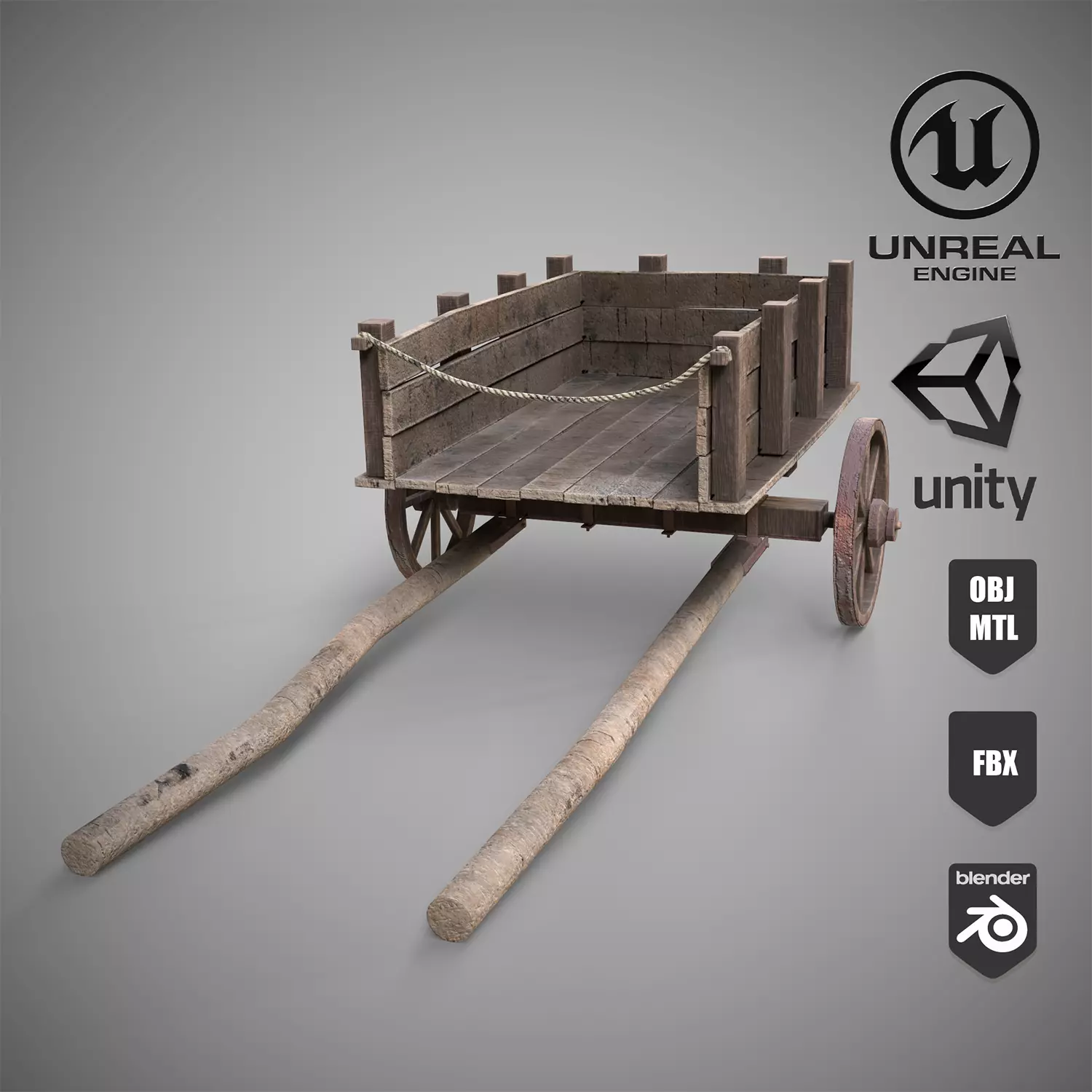 Low-poly 3D model of cart Low-poly 3D model_0