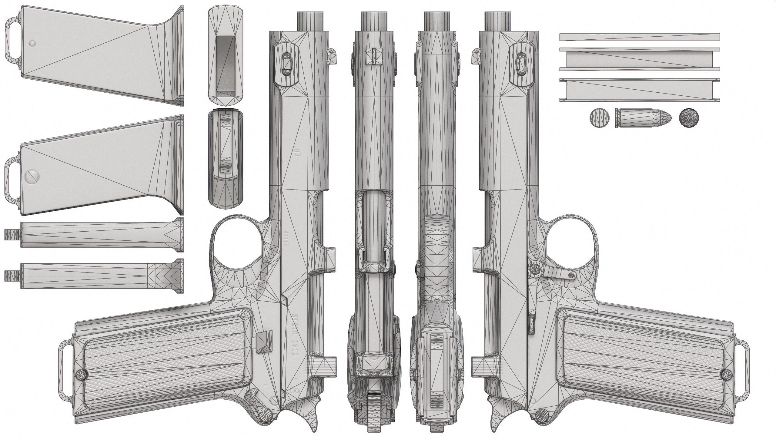 PBR Steyr M1912 Low-poly 3D model_14