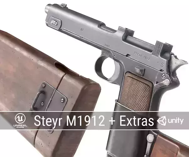 PBR  Steyr M1912 Low-poly 3D model