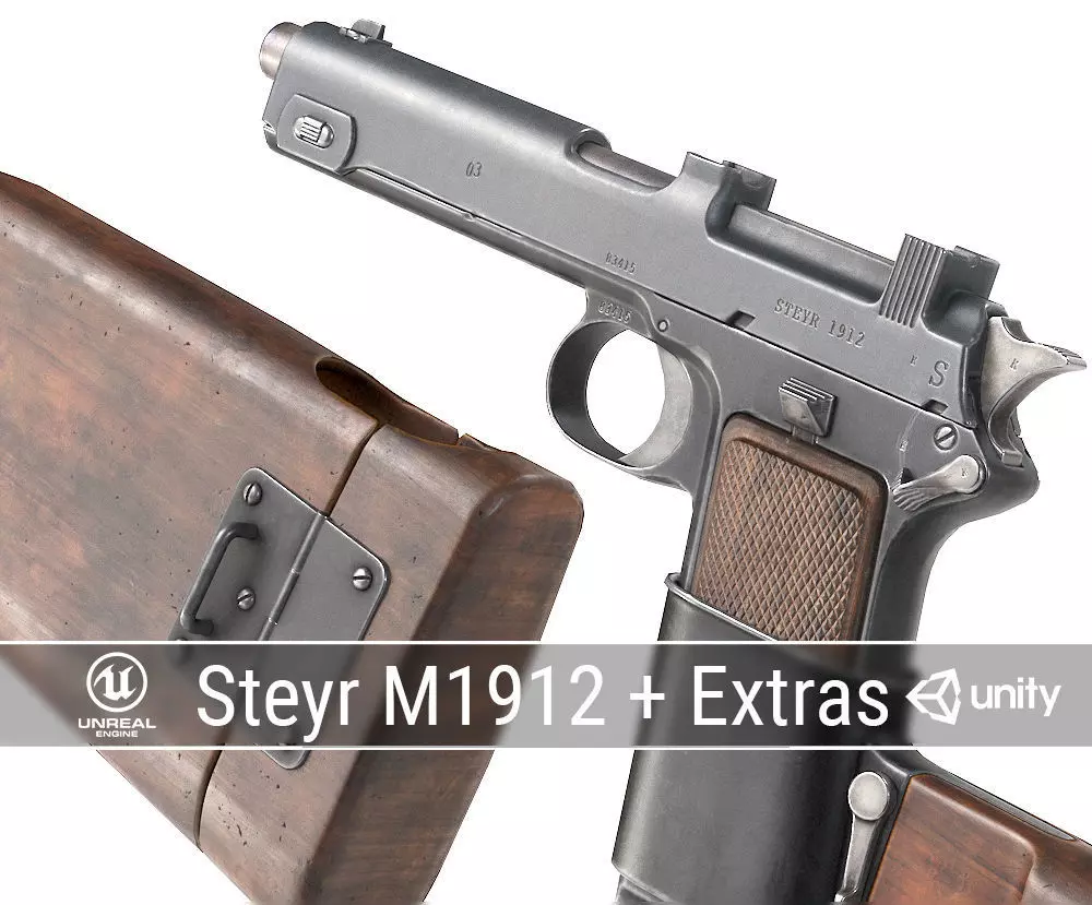PBR Steyr M1912 Low-poly 3D model_0