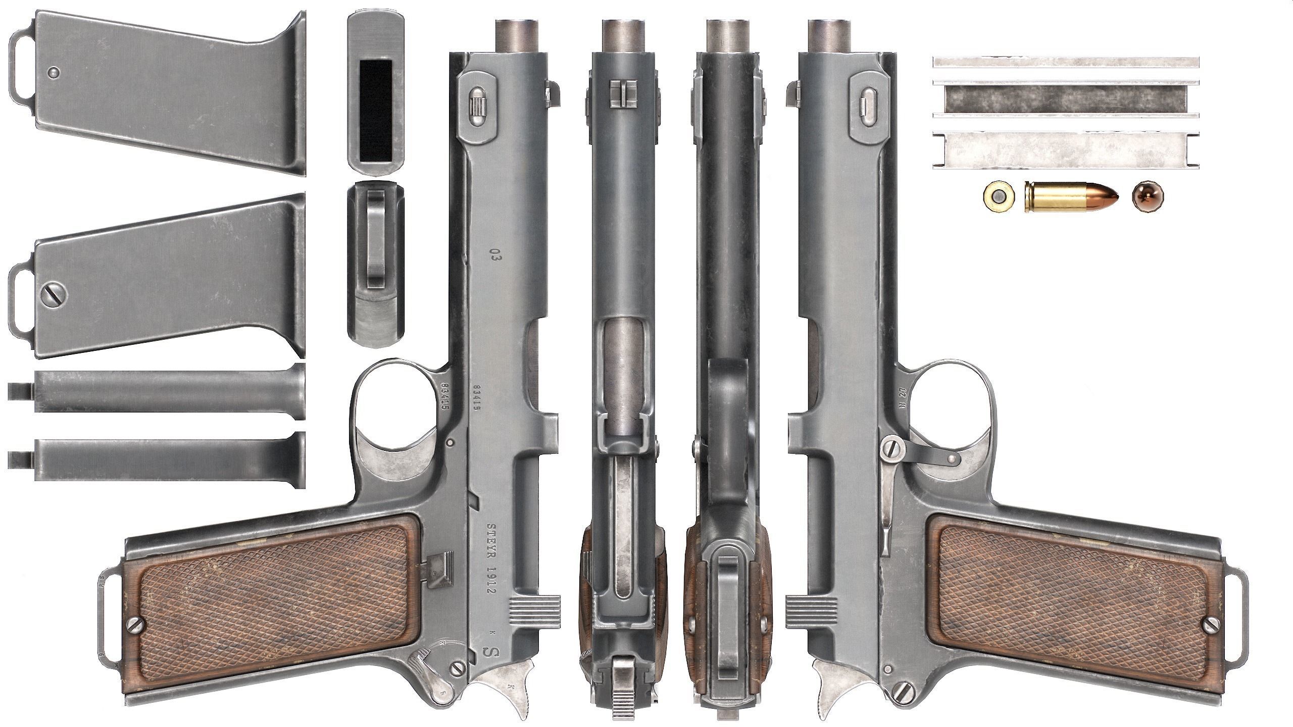 PBR Steyr M1912 Low-poly 3D model_13