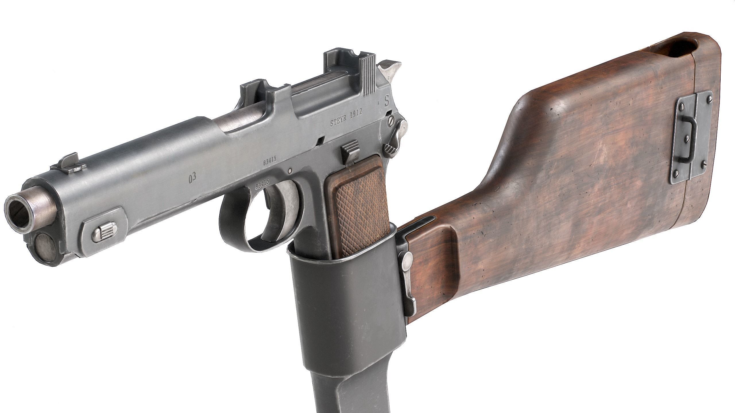 PBR Steyr M1912 Low-poly 3D model_9