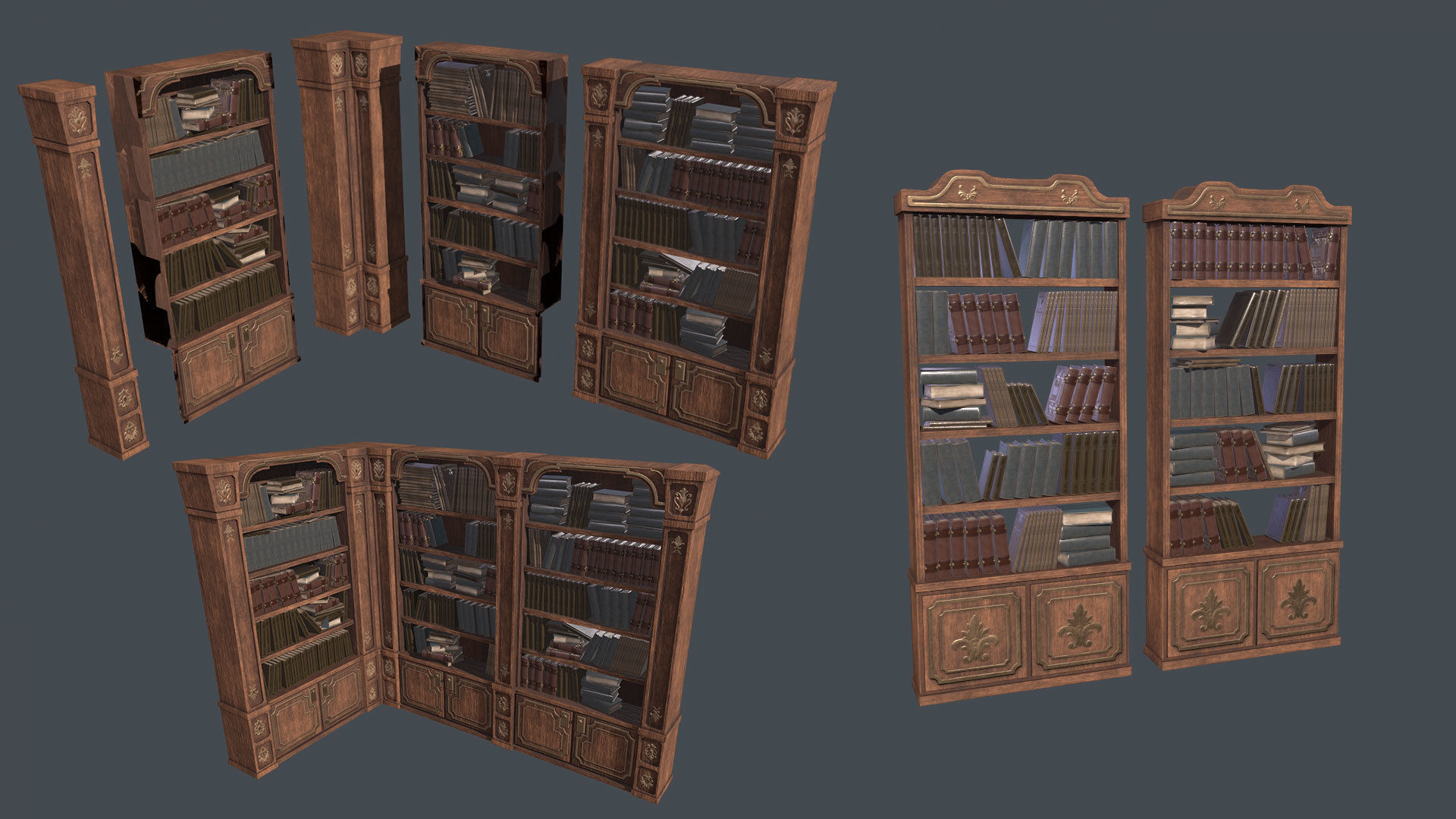 Medieval Fantasy Library model pack low-poly PBR Low-poly 3D model_3
