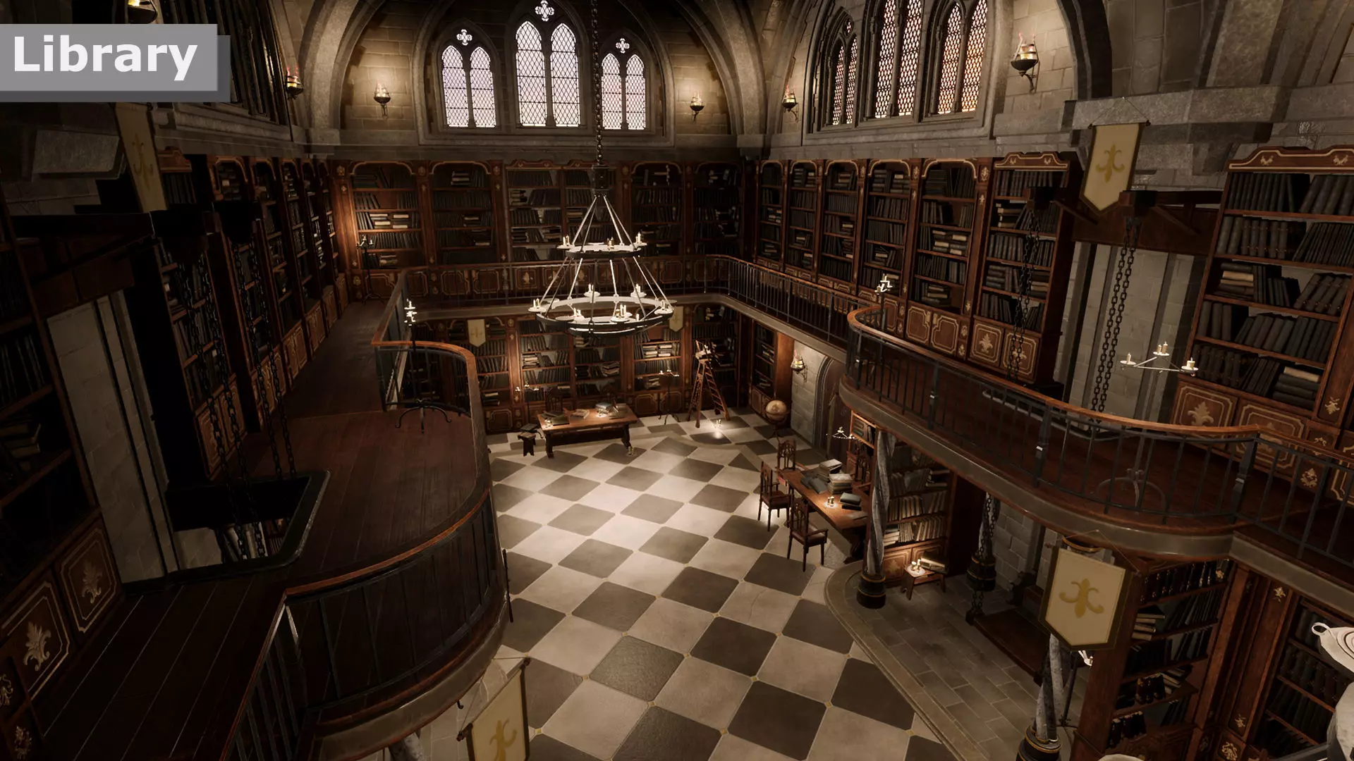 Medieval Fantasy Library model pack low-poly PBR Low-poly 3D model_0