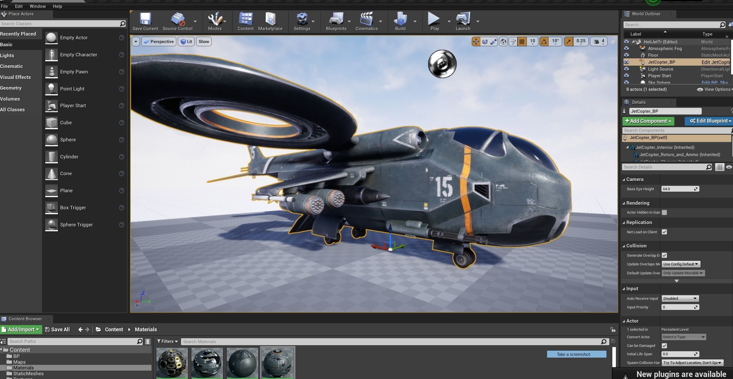 Helicopter Jet Airplane Spaceship Si-Fi Space Fighter UE 5 Low-poly 3D model_4