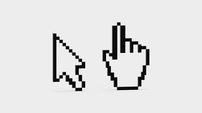 Mouse hand and arrow cursor icon Low-poly 3D model