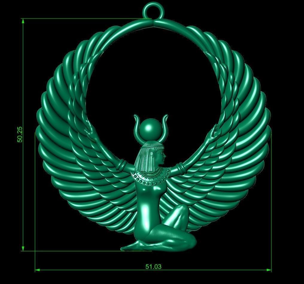 Pharaonic Queen Isis winged 3D print model_1