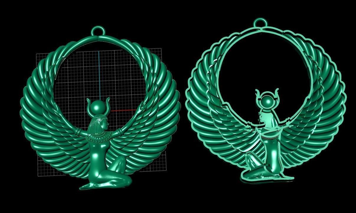 Pharaonic Queen Isis winged 3D print model_4