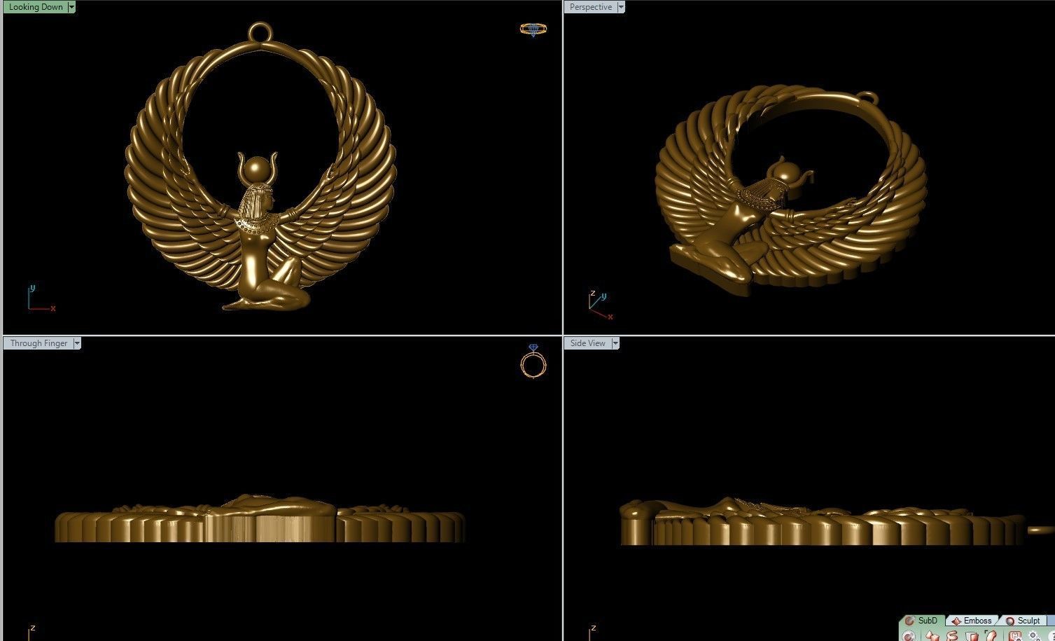 Pharaonic Queen Isis winged 3D print model_3