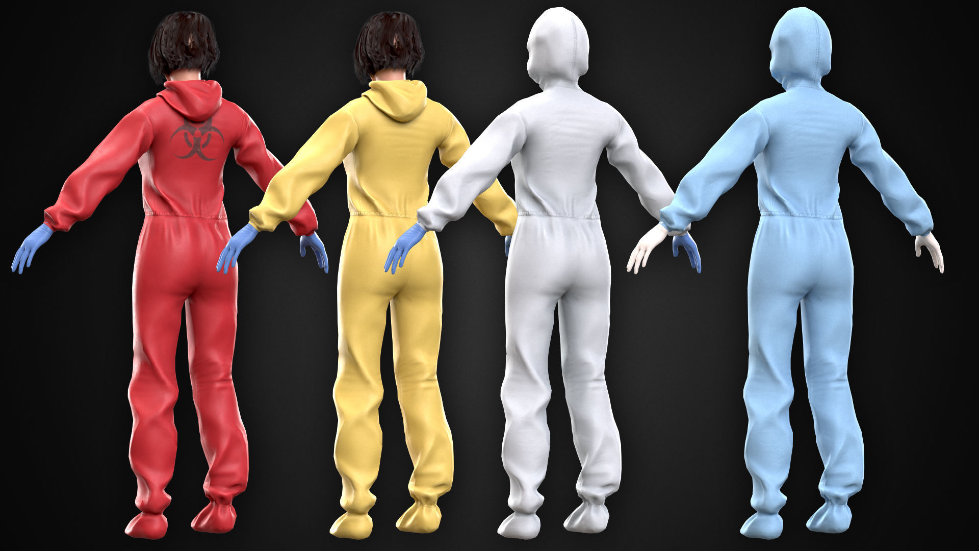 Female In Protective Suit Low-poly 3D model_9