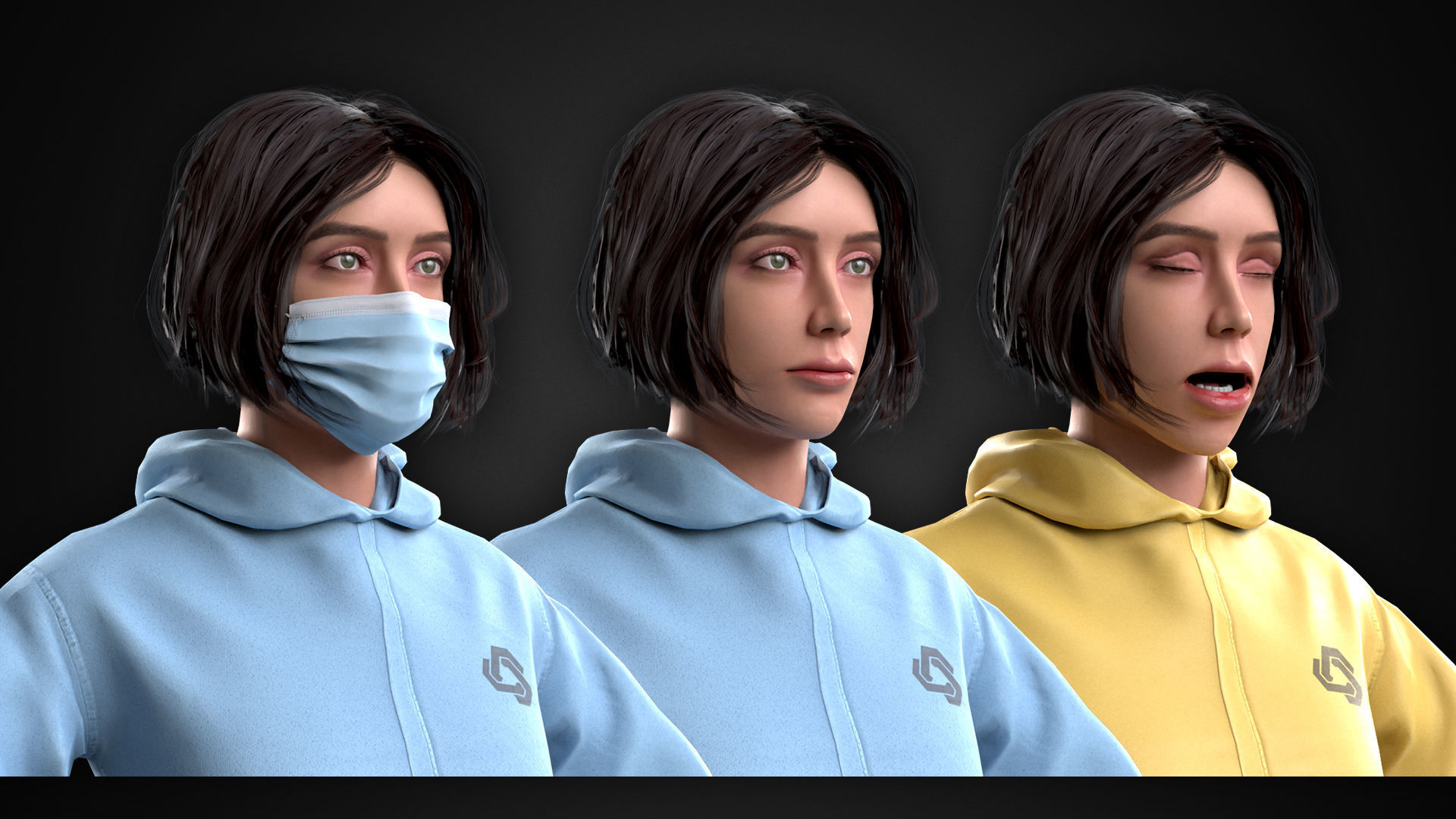Female In Protective Suit Low-poly 3D model_11