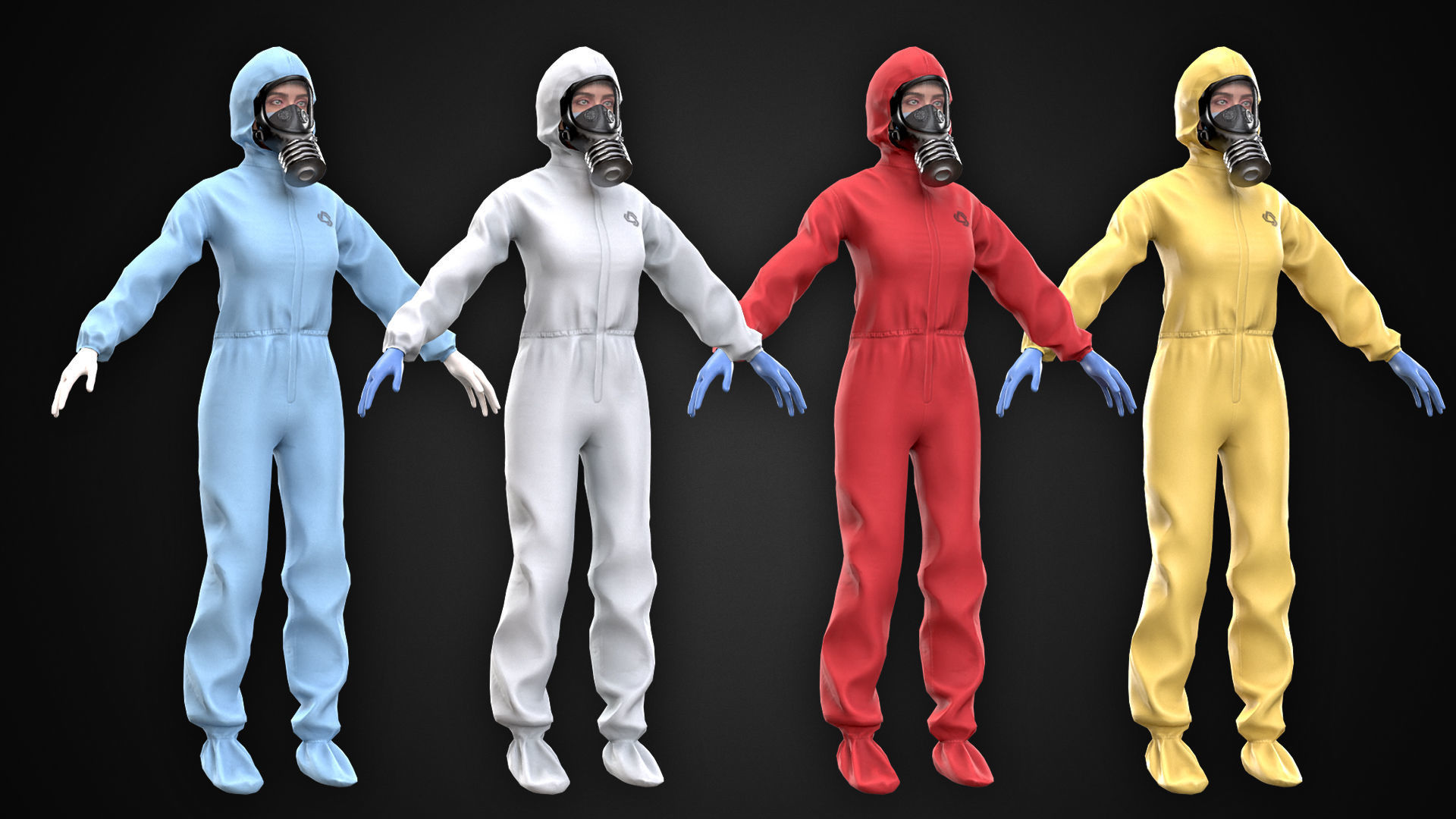 Female In Protective Suit Low-poly 3D model_5