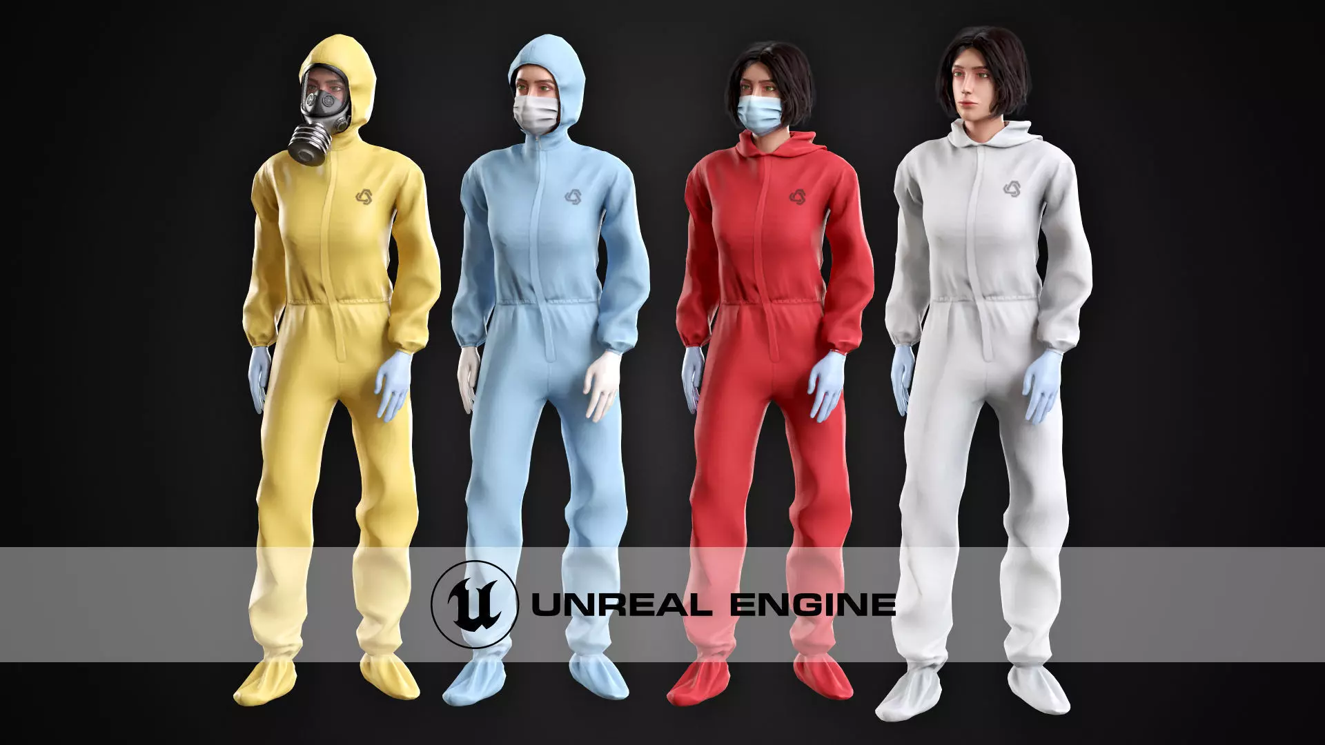 Female In Protective Suit Low-poly 3D model_0