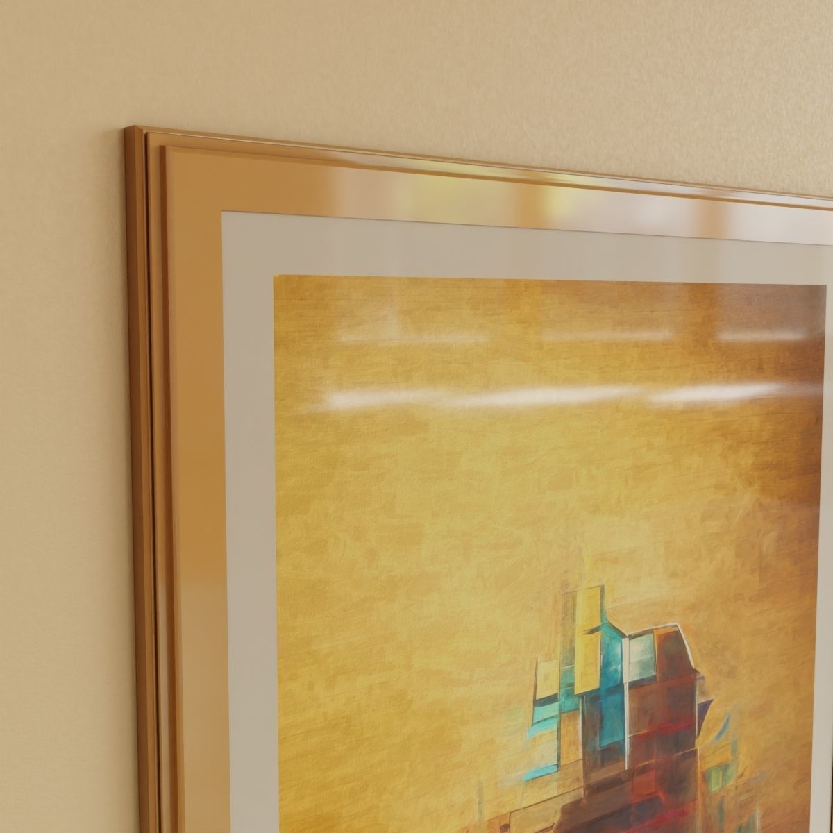 Framed Artwork Abstract Geometric 1 Low-poly 3D model_3