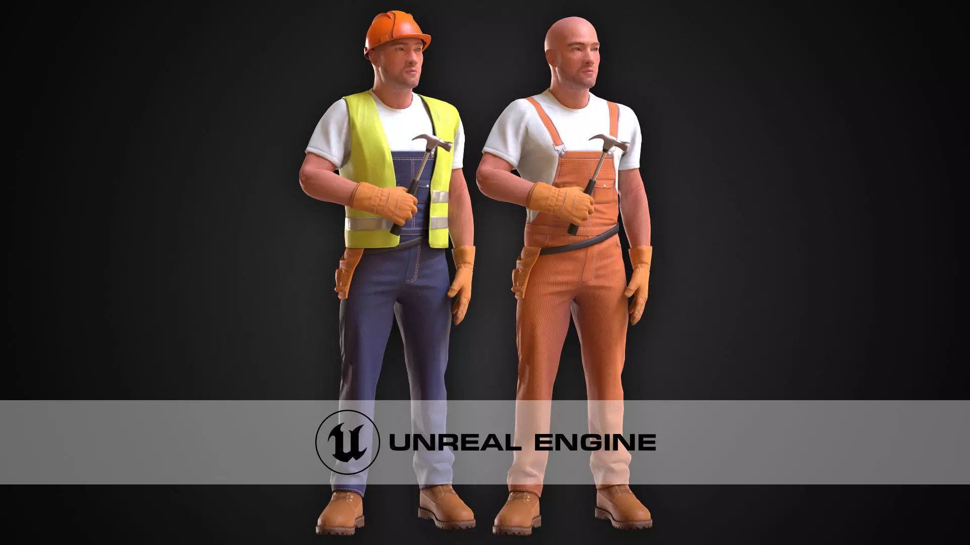 The Worker pair of construction workers Low-poly 3D model