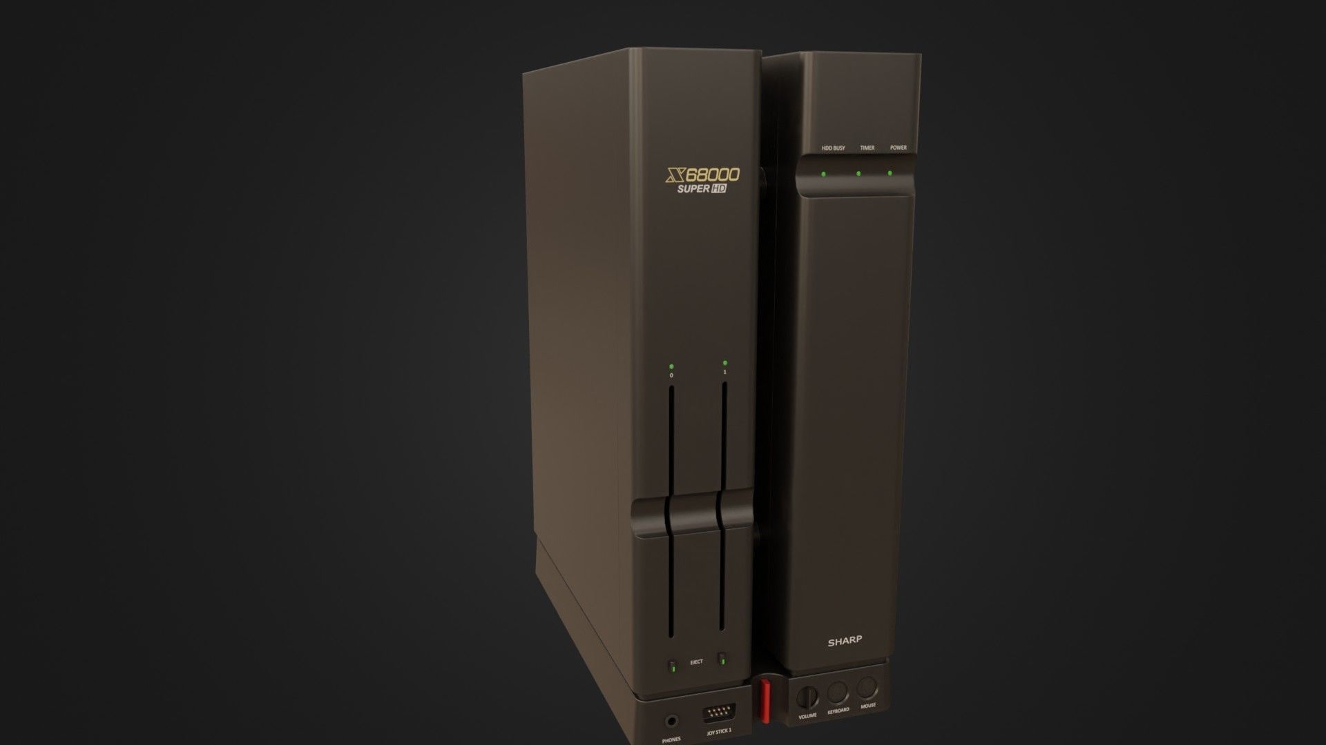 Sharp X68000 68K Home Computer Low-poly 3D model_6