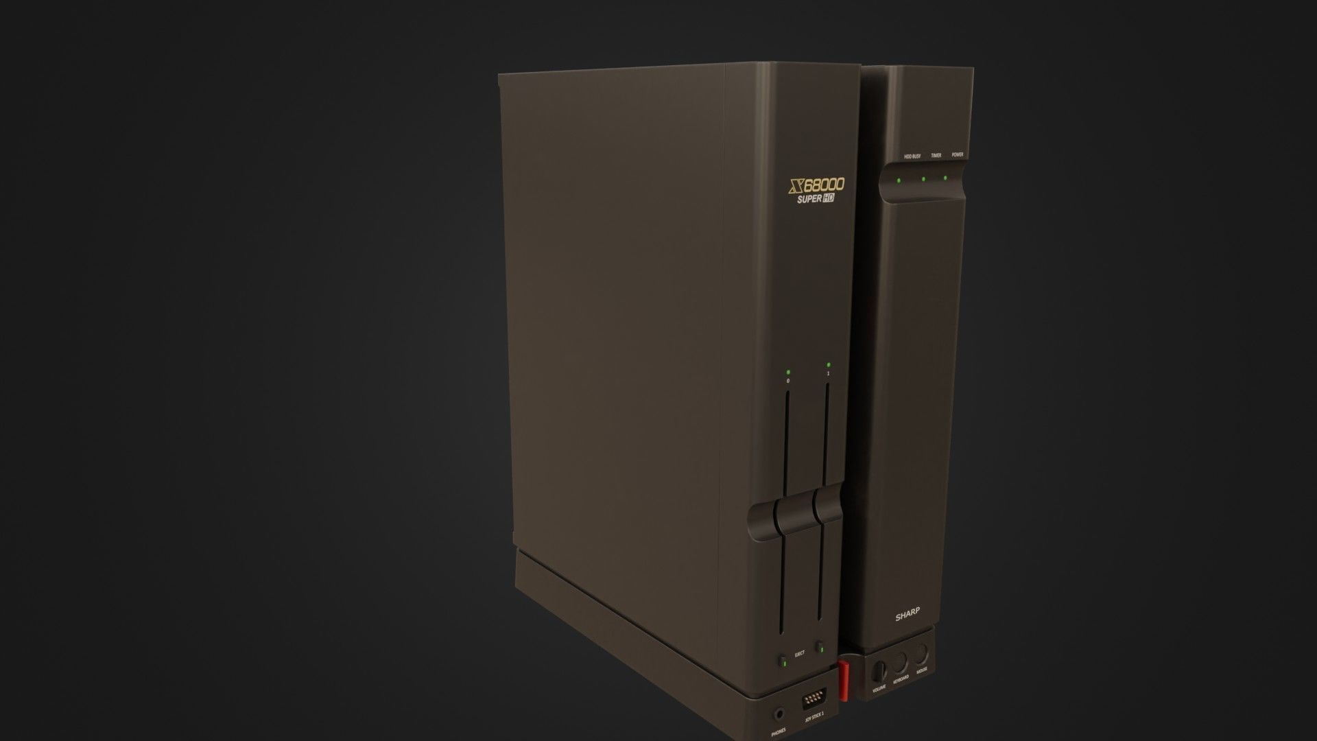 Sharp X68000 68K Home Computer Low-poly 3D model_7