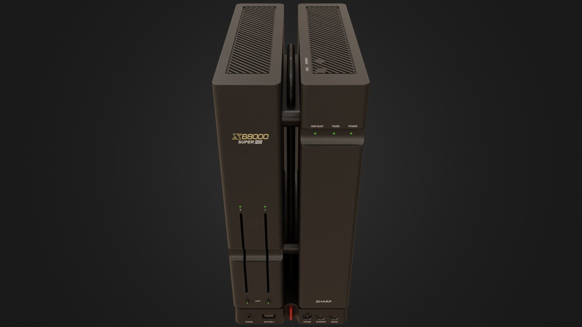 Sharp X68000 68K Home Computer Low-poly 3D model_42