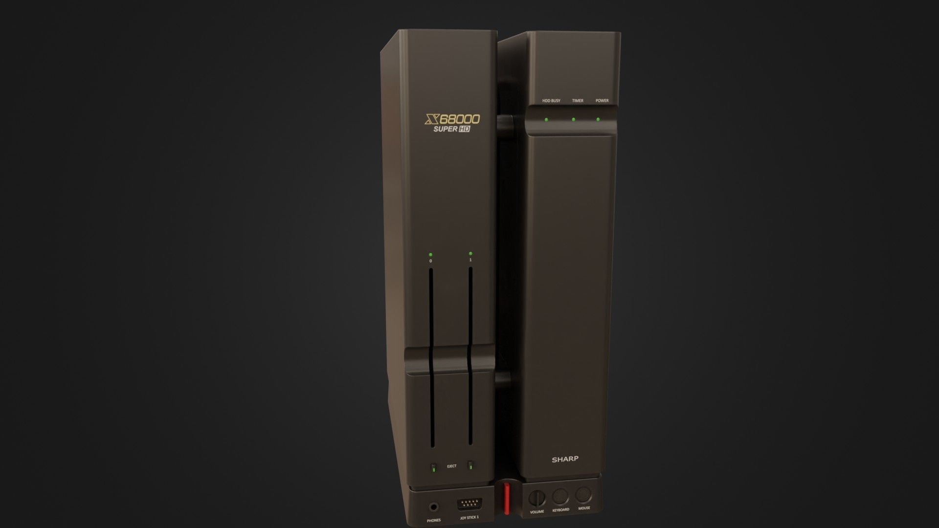 Sharp X68000 68K Home Computer Low-poly 3D model_5